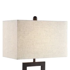 360 Lighting Todd Modern Table Lamp 30" Tall Bronze Rectangular With USB And AC Power Outlet In Base Oatmeal Fabric Shade For Living Room Office House -Home Furnishing Store GUEST 4e720662 41b0 47dd 8c3c d629fb6b962d