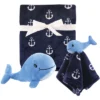 Hudson Baby Infant Boy Plush Blanket, Security Blanket And Toy Set, Boy Whale, One Size