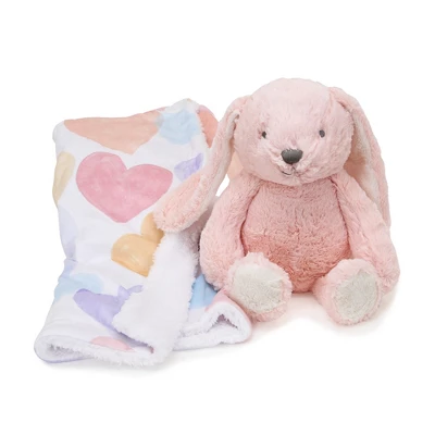 Bedtime Originals Pink Plush Bunny & Hearts Baby Blanket Gift Set 1 Bedtime Originals Pink Plush Bunny & Hearts Baby Blanket Gift Set