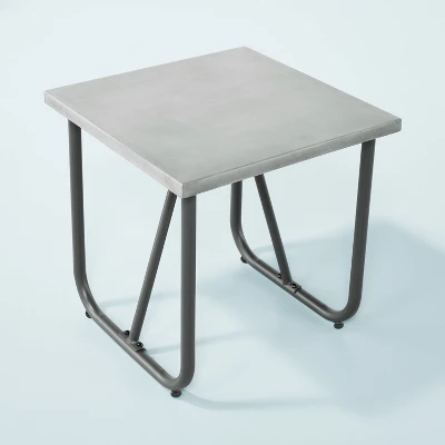 Square Faux Concrete & Metal Outdoor Accent Table - Dark Gray - Hearth & Hand™ With Magnolia 3 Square Faux Concrete & Metal Outdoor Accent Table - Dark Gray - Hearth & Hand™ With Magnolia - Image 3