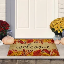 Northlight Leafy Fall Harvest Rectangular "Welcome" Doormat 18" X 30"