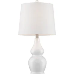 360 Lighting Jane Modern Table Lamps 25" High Set Of 2 White Ceramic Fabric Drum Shade For Bedroom Living Room House Bedside Nightstand Office Family -Home Furnishing Store GUEST 5a70a521 3d45 4b5d 97a9 8f2f821f1a5f