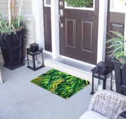 J&V TEXTILES 18" X 28" Outdoor Heavy Duty Coir Mat (New Floral)