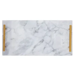 Rectangle Marble Serving Tray, Jewelry Trinket Tray, Perfume Tray, Bathroom Toilet Vanity Tray With Handle (White 15"x7.5"x0.4") -Home Furnishing Store GUEST 5c79fca7 9557 4135 9a00 25f6a0850d99
