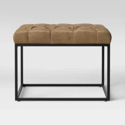 Trubeck Tufted Metal Base Ottoman Faux Leather - Threshold™ -Home Furnishing Store GUEST 6157a7ff 1bf7 44e1 b846 3ae5cf7f4815