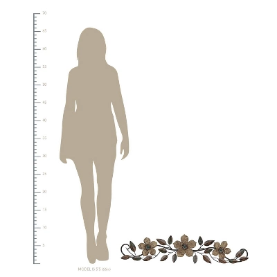 38" X 9" Floral Patterned Wood Over The Door Wall Decor Black - Stratton Home Decor 1 38" X 9" Floral Patterned Wood Over The Door Wall Decor Black - Stratton Home Decor