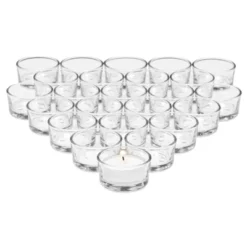 Juvale 24 Pack Clear Glass Short Tealight Candle Holders For Table Centerpieces, Wedding Receptions, Party Decorations, Restaurant Tables, 1 X 2 In -Home Furnishing Store GUEST 6397c811 ee10 4b74 837c 294c36b4dfb9