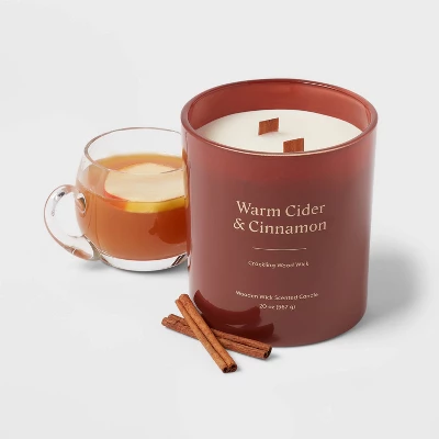 20oz Glass Woodwick Warm Cider & Cinnamon Candle - Threshold™ 2 20oz Glass Woodwick Warm Cider & Cinnamon Candle - Threshold™ - Image 2