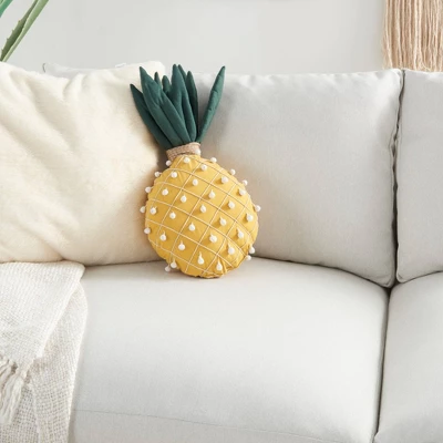 Plush Pineapple Throw Pillow Yellow - Mina Victory 1 Plush Pineapple Throw Pillow Yellow - Mina Victory