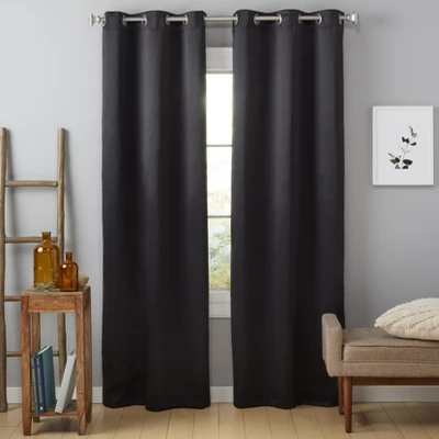 Estate View Seville Solid Room Darkening Grommet Top Curtain Panel Pair, 38"x84", Black 5 Estate View Seville Solid Room Darkening Grommet Top Curtain Panel Pair, 38"x84", Black - Image 5