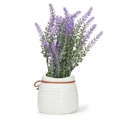 Juvale Artificial Lavender Flowers In Ceramic Vase For Bathroom Decor (9 X 3.3 In) -Home Furnishing Store GUEST 6741b4ef 9d2a 4a83 ac7d bfb2d3691ca8
