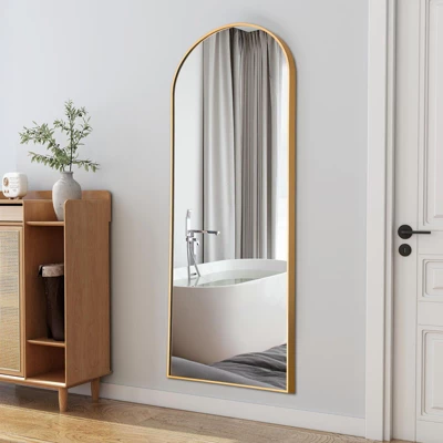 Malinda 64" X 21" Arched Free Standing Body Mirror, Metal Framed Full Length Wall Mirror, Large Floor Mirror - The Pop Home 5 Malinda 64" X 21" Arched Free Standing Body Mirror, Metal Framed Full Length Wall Mirror, Large Floor Mirror - The Pop Home - Image 5