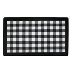 GoodGram Buffalo Black & White Plaid Memory Foam Anti-Fatigue Kitchen Floor Mat - 18 In. W X 30 In. L