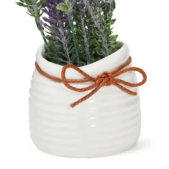 Juvale Artificial Lavender Flowers In Ceramic Vase For Bathroom Decor (9 X 3.3 In) -Home Furnishing Store GUEST 6bca62b4 2076 473b a45b 8aa889360250