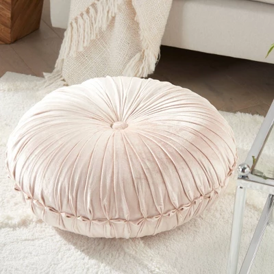 Sofia Pin Tuck Velvet Round Floor Cushion - Mina Victory 3 Sofia Pin Tuck Velvet Round Floor Cushion - Mina Victory - Image 3