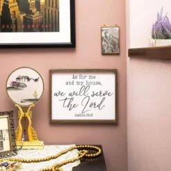 Home Decor Saying, Joshua 24:15 Framed Religious Wall Art (11.75 X 15 In)