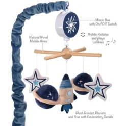 Lambs & Ivy Sky Rocket Planets/Stars Musical Baby Crib Mobile Soother Toy- Blue -Home Furnishing Store GUEST 71499d94 4b3d 446c ac53 7b9850e8c3b1