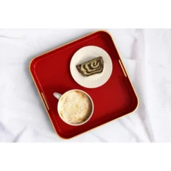 American Atelier Square Tray With Gold Trimming & Handles