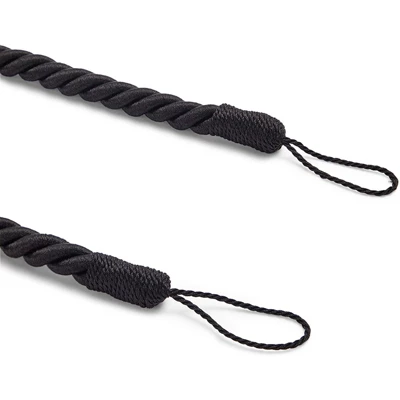 4-Pack Black Cotton Window Curtain Tiebacks Tie Back With 8 Hooks, 26" Holdbacks Rope For Drapes 6 4-Pack Black Cotton Window Curtain Tiebacks Tie Back With 8 Hooks, 26" Holdbacks Rope For Drapes - Image 6