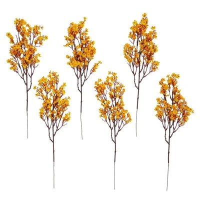 6 Pack Silk Artificial Baby's Breath Flowers With Stem, Babies Breath Faux Flower Bouquet, Fake Floral Arrangement For Table, 20 Inch, Orange 2 6 Pack Silk Artificial Baby's Breath Flowers With Stem, Babies Breath Faux Flower Bouquet, Fake Floral Arrangement For Table, 20 Inch, Orange - Image 2