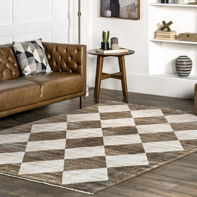Meline Checkered Fringe Area Rug 1 Meline Checkered Fringe Area Rug
