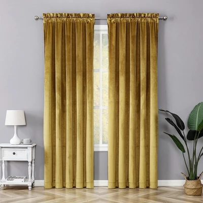 Kate Aurora Royal Living 2 Pack Rod Pocket Light Filtering Velvet Window Curtain Panels 9 Kate Aurora Royal Living 2 Pack Rod Pocket Light Filtering Velvet Window Curtain Panels - Image 9