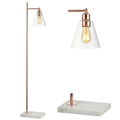 55" Metal/Marble Lorena Modern Glam Floor Lamp (Includes LED Light Bulb) Copper - Jonathan Y 2 55" Metal/Marble Lorena Modern Glam Floor Lamp (Includes LED Light Bulb) Copper - Jonathan Y - Image 2