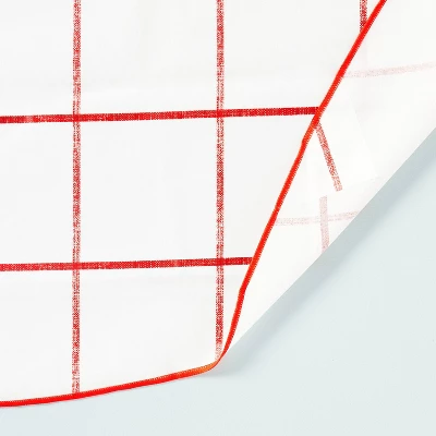 70" Distressed Grid Lines Wipeable Oil-Cloth Round Tablecloth Red/Cream - Hearth & Hand™ With Magnolia 2 70" Distressed Grid Lines Wipeable Oil-Cloth Round Tablecloth Red/Cream - Hearth & Hand™ With Magnolia - Image 2