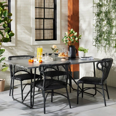 2pk Wicker Weave Outdoor Padded Dining Chair Set - Dark Gray - Hearth & Hand™ With Magnolia 1 2pk Wicker Weave Outdoor Padded Dining Chair Set - Dark Gray - Hearth & Hand™ With Magnolia