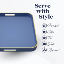 American Atelier Blue Square Large Tray With Gold Trimming & Handles 9 American Atelier Blue Square Large Tray With Gold Trimming & Handles -Home Furnishing Store GUEST 7c621087 4c62 4736 b0d2 71731b1a73e2