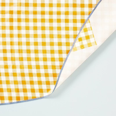 70" Gingham Wipeable Oil-Cloth Round Tablecloth Gold/Cream - Hearth & Hand™ With Magnolia 2 70" Gingham Wipeable Oil-Cloth Round Tablecloth Gold/Cream - Hearth & Hand™ With Magnolia - Image 2
