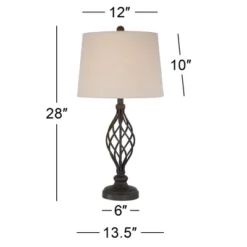 Franklin Iron Works Annie Modern Industrial Table Lamps 28" Tall Set Of 2 Bronze Iron Cream Tapered Drum Shade For Bedroom Living Room Nightstand -Home Furnishing Store GUEST 7db6b70e 947a 4fe7 b083 d488fb9ad205