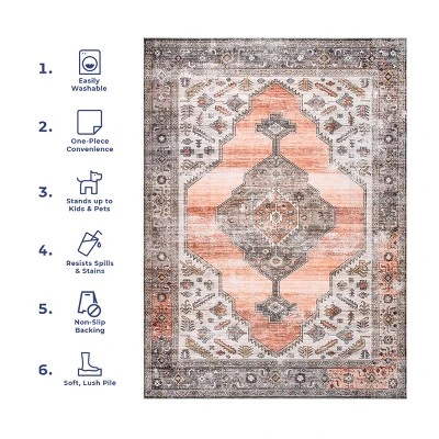 NuLOOM Gracie Distressed Medallion Machine Washable Area Rug 11 NuLOOM Gracie Distressed Medallion Machine Washable Area Rug - Image 11