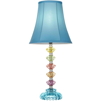 360 Lighting Bohemian Country Cottage Accent Table Lamp 21" High Teal Blue Stacked Glass For Bedroom Living Room Bedside Nightstand Office Kids Family 4 360 Lighting Bohemian Country Cottage Accent Table Lamp 21" High Teal Blue Stacked Glass For Bedroom Living Room Bedside Nightstand Office Kids Family - Image 4