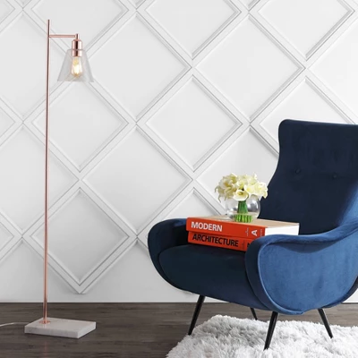 55" Metal/Marble Lorena Modern Glam Floor Lamp (Includes LED Light Bulb) Copper - Jonathan Y 1 55" Metal/Marble Lorena Modern Glam Floor Lamp (Includes LED Light Bulb) Copper - Jonathan Y