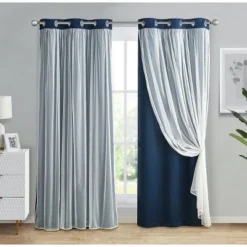 Kate Aurora Basic Elegance 2 Pack Double Layered Hotel Chic Sheer Light Defusing Curtains