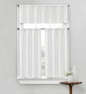 Kate Aurora Complete Textured 3 Piece Cafe Kitchen Curtain Tier & Valance Set 4 Kate Aurora Complete Textured 3 Piece Cafe Kitchen Curtain Tier & Valance Set - Image 4