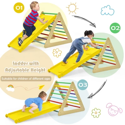 Costway 3 In 1 Kids Climbing Ladder Set 2 Triangle Climbers W/Ramp For Sliding & Climbing 6 Costway 3 In 1 Kids Climbing Ladder Set 2 Triangle Climbers W/Ramp For Sliding & Climbing - Image 6