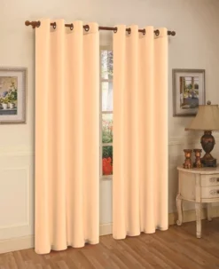 J&V TEXTILES 2 Panels Solid Grommet Faux Silk Window Curtain Drapes Treatment 58" Wide And 84" Length (Black) -Home Furnishing Store GUEST 82343269 5e40 423e 8497 1eb574370c25