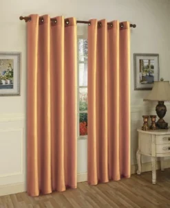 J&V TEXTILES 2 Panels Solid Grommet Faux Silk Window Curtain Drapes Treatment 58" Wide And 84" Length (Black) -Home Furnishing Store GUEST 85c5ccef 9179 4f1f a69f b7b2e5ef53b1