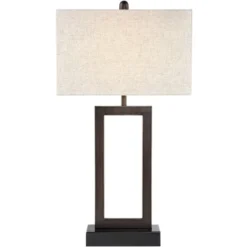 360 Lighting Todd Modern Table Lamp 30" Tall Bronze Rectangular With USB And AC Power Outlet In Base Oatmeal Fabric Shade For Living Room Office House -Home Furnishing Store GUEST 88c48b35 5866 4ecf 989b 2effcd69a98c