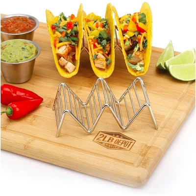 2 Lb Depot Premium Stainless Steel Stackable Taco Holders - Holds 2-5 Hard Or Soft Tacos, Five Styles Available - Set Of 2 4 2 Lb Depot Premium Stainless Steel Stackable Taco Holders - Holds 2-5 Hard Or Soft Tacos, Five Styles Available - Set Of 2 - Image 4