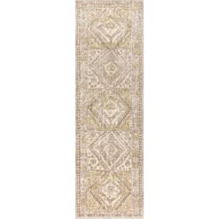 Darija Ornate Geometric Medallion Area Rug - JONATHAN Y
