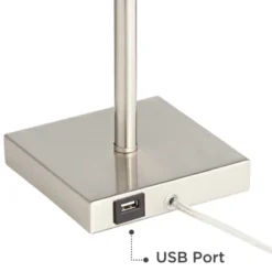 360 Lighting Franco Modern Table Lamps 26 1/2" High Set Of 2 Brushed Nickel With USB Charging Ports White Square Shade For Bedroom Living Room Desk -Home Furnishing Store GUEST 905df376 67af 42ea b2fd 07b1f0a7eb7c