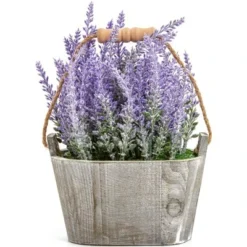 Artificial Lavender Fake Flower Plant In Rustic Oval Wooden Box For Decorations -Home Furnishing Store GUEST 90e76826 1ae9 42dc bd01 98959af2a83d