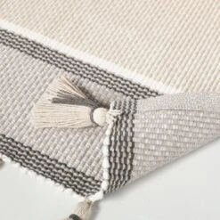 24"x60" Color Block Stripe Tassels Bath Rug Neutral Taupe - Hearth & Hand™ With Magnolia -Home Furnishing Store GUEST 910979a7 4645 484a b851 9e3664ee4695