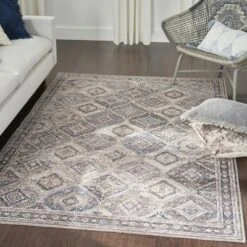 Nicole Curtis Machine Washable Mosaic Bordered Indoor Rug