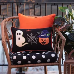 11.5"x18.5" Indoor Halloween Boo Friends Black Rectangular Throw Pillow - Pillow Perfect -Home Furnishing Store GUEST 93b5a84d 7c9d 4e9e b574 70260c2d9820