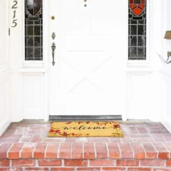 Juvale Natural Coir Welcome Door Mat, Autumn Leaves Fall Decor, 30x17 Inches