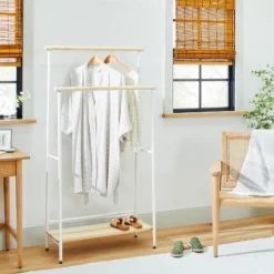 Two-Tier Metal & Wood Garment Rack Cream/Beige - Hearth & Handâ„¢ With Magnolia